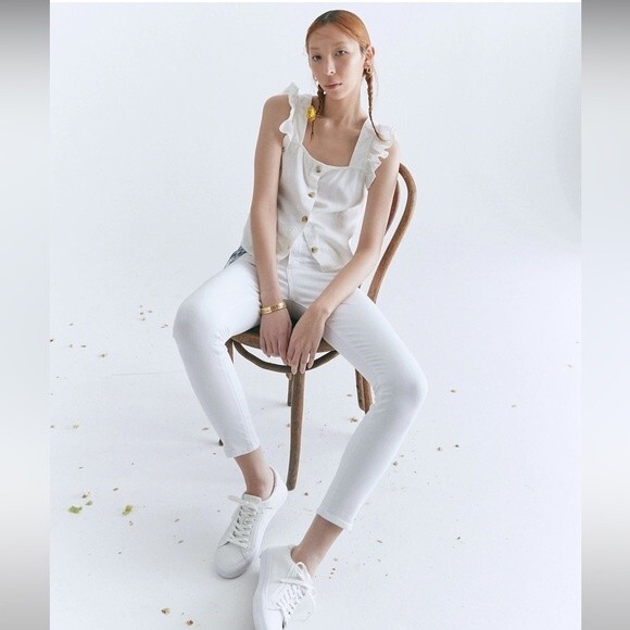 Madewell NWT 9" Mid-Rise Skinny Crop Jeans in Pure White Size 27 - Picture 7 of 11